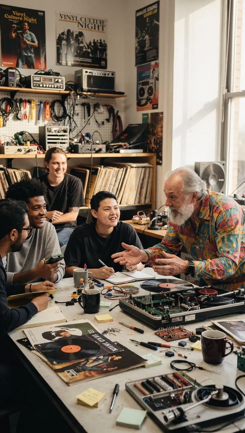 Technician adjusting equalizer settings on audio equipment