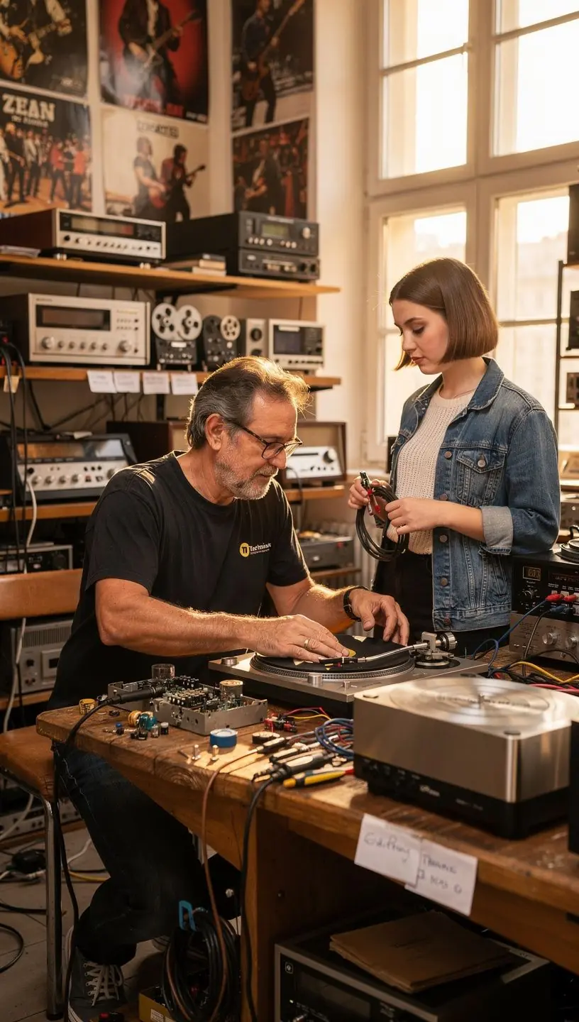 Phono preamp functionality in audio equipment repair