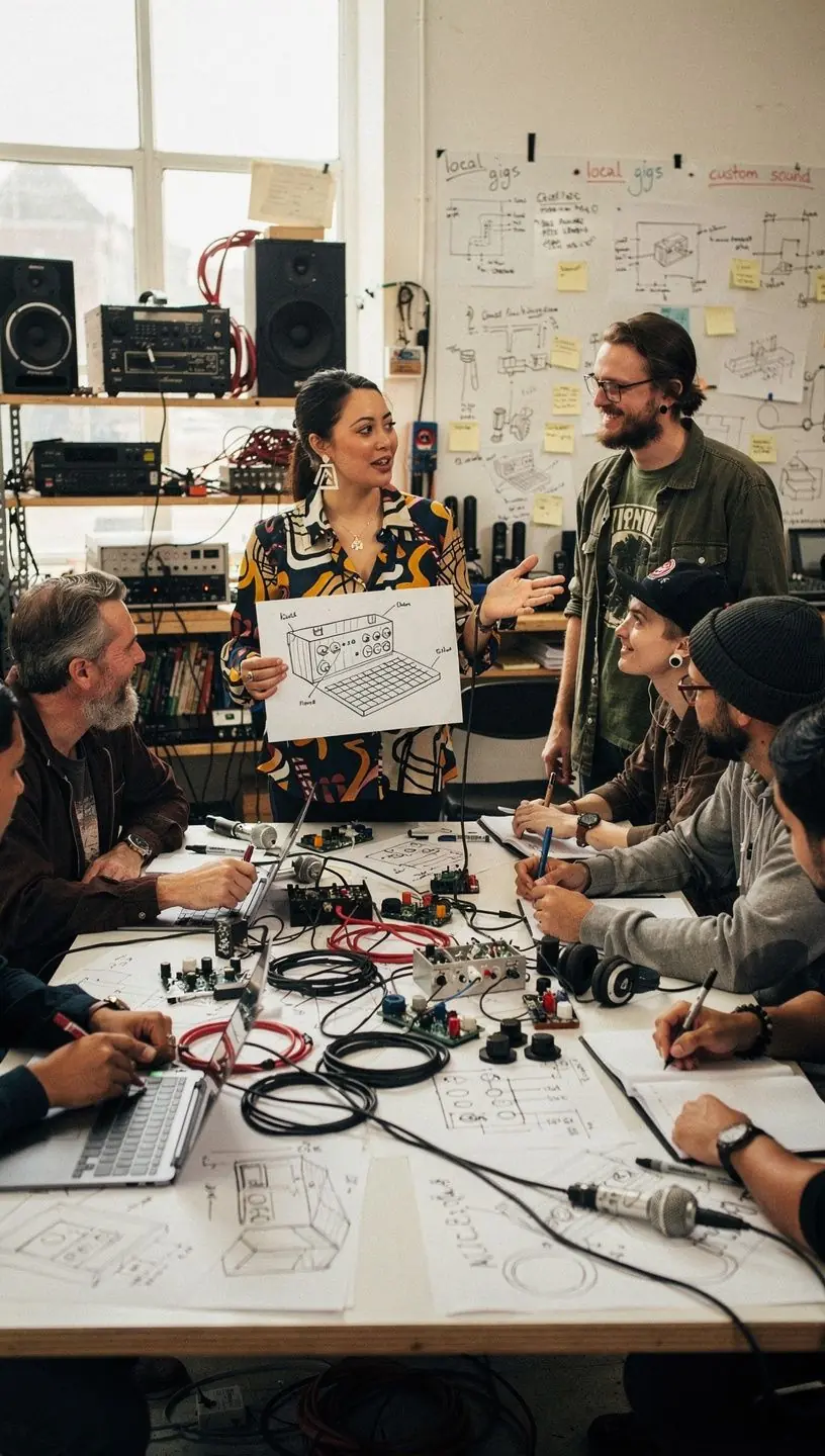 Vintage amplifier troubleshooting guide with tools and equipment.